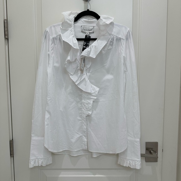Cara Cara Elegant White Ruffle Top - Picture 1 of 4